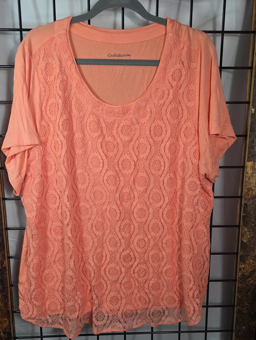 croft & barrow Peach Lace Front Scoop-Neck Tunic